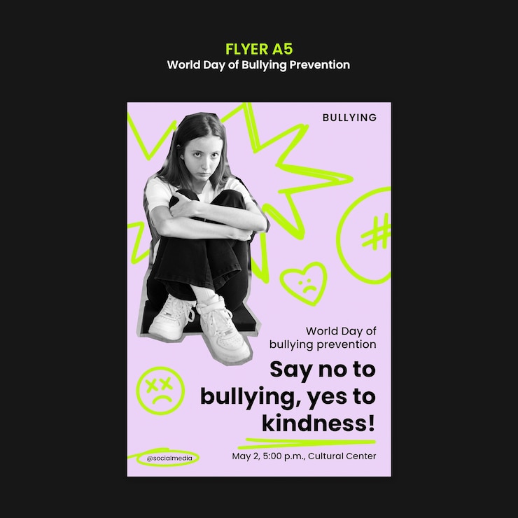 PSD grátis modelo de cartaz do dia mundial da prevenção do bullying
