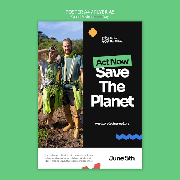 PSD grátis modelo de cartaz do dia mundial do meio ambiente