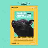 PSD grátis modelo de cartaz do dia mundial dos animais de design plano