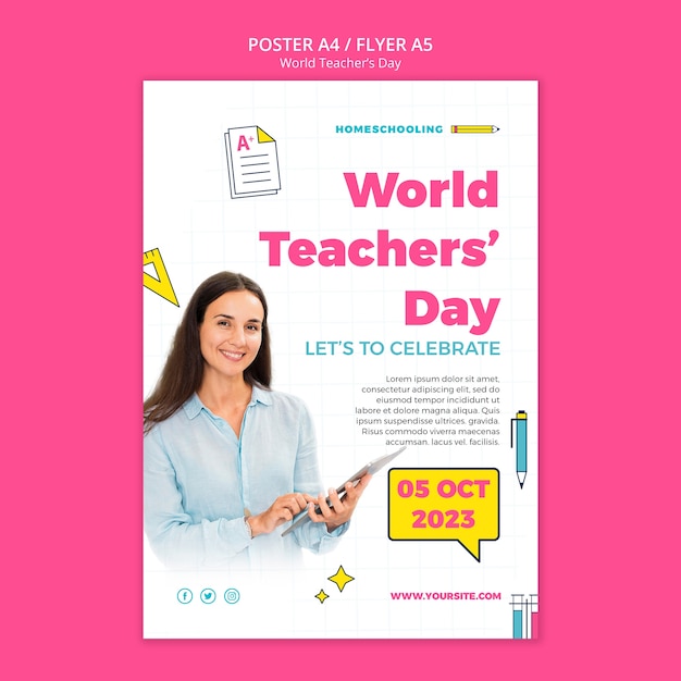 Modelo de cartaz do dia mundial dos professores