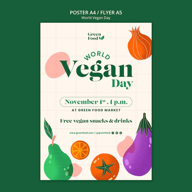 PSD grátis modelo de cartaz do dia vegano mundial gradiente