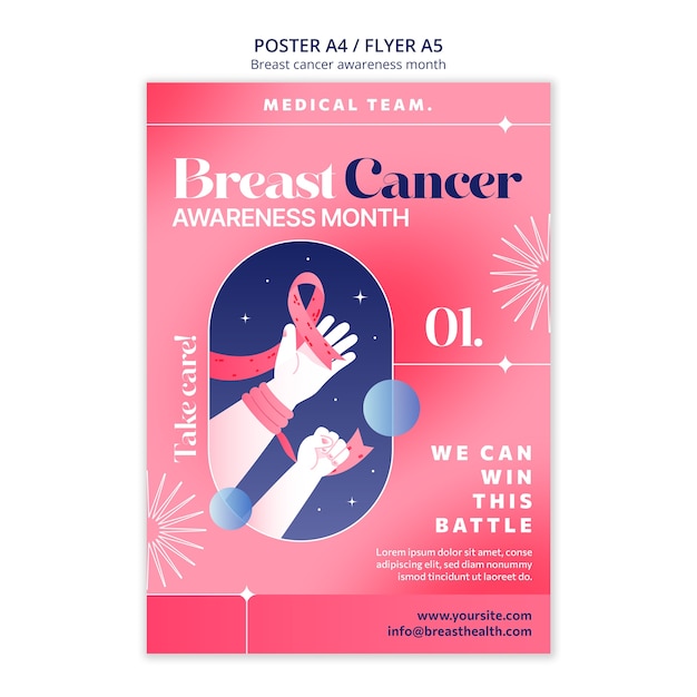 Modelo de cartaz do mês de conscientização do câncer de mama