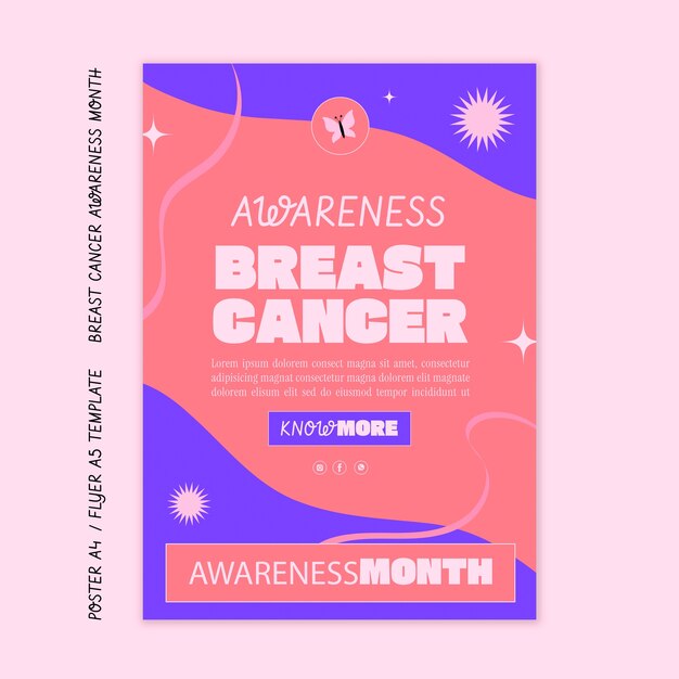 PSD grátis modelo de cartaz do mês de conscientização do câncer de mama