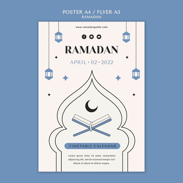 Modelo de cartaz do ramadã de design plano