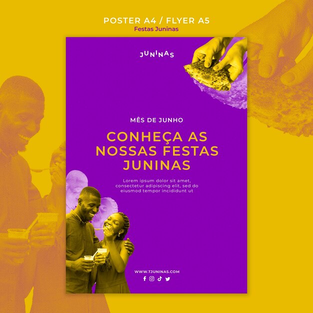 Modelo de cartaz Duotone festas juninas