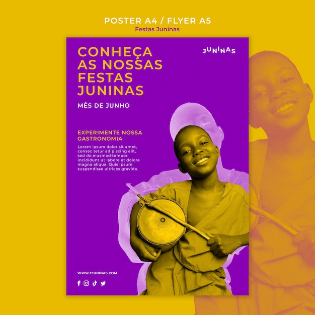 PSD grátis modelo de cartaz duotone festas juninas