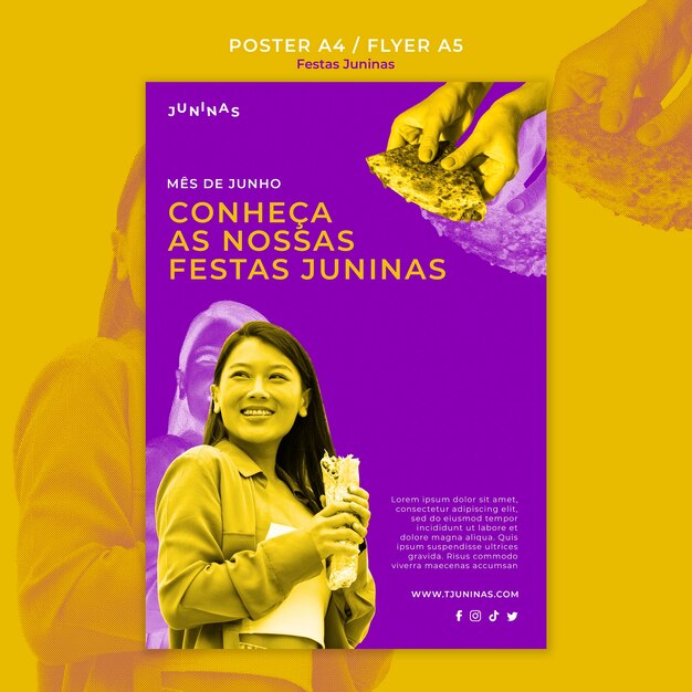 Modelo de cartaz Duotone festas juninas