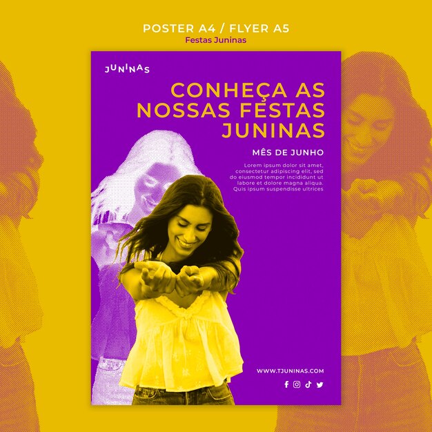 PSD grátis modelo de cartaz duotone festas juninas