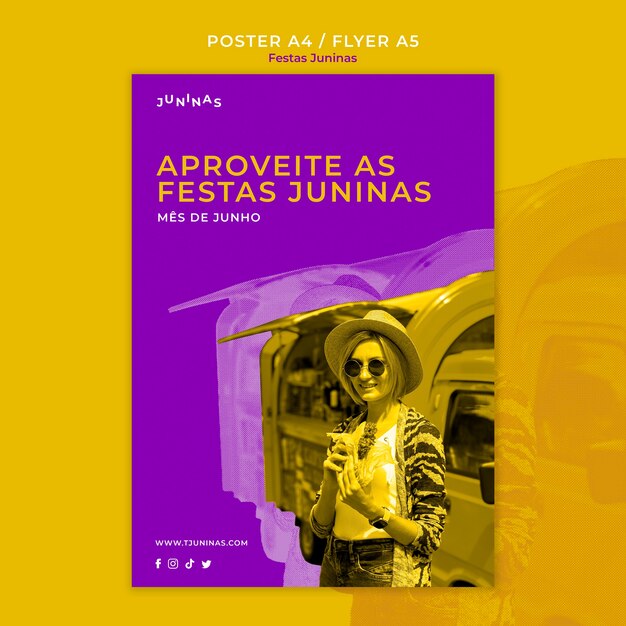 Modelo de cartaz Duotone festas juninas