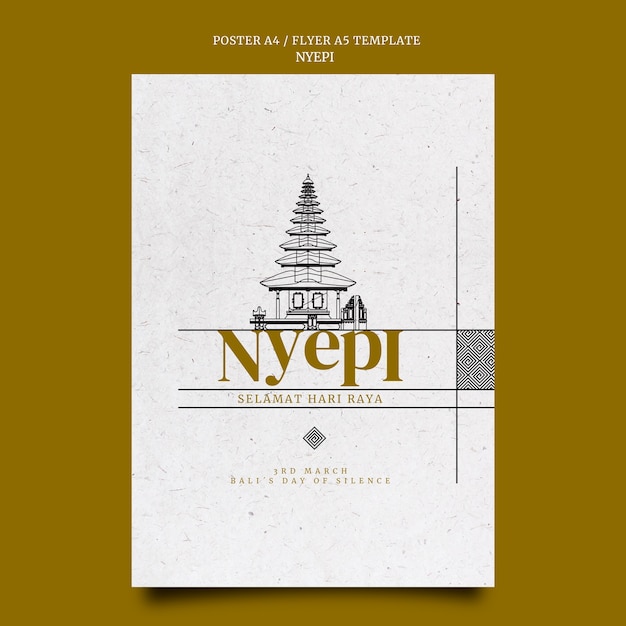 PSD grátis modelo de cartaz e folheto de design plano nyepi