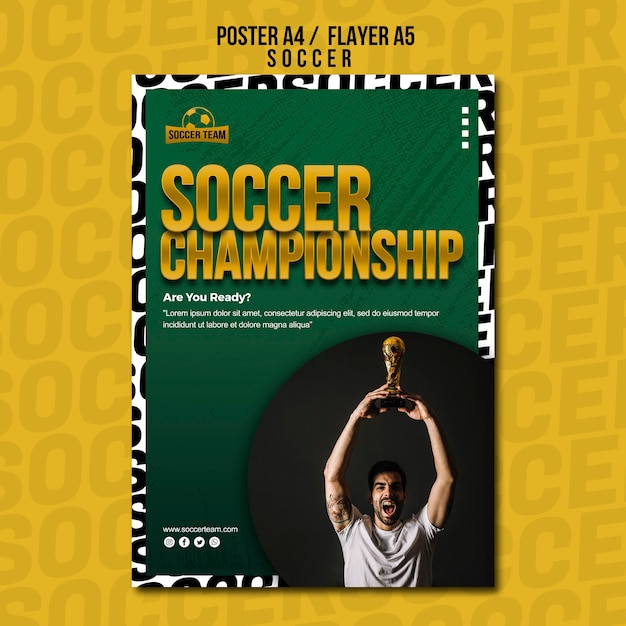 PSD grátis modelo de cartaz - escola de campeonato de futebol