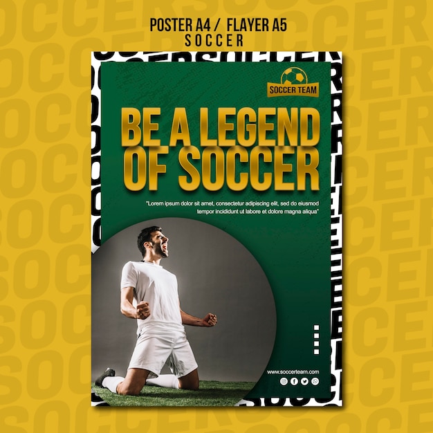 PSD grátis modelo de cartaz - escola de lenda do futebol