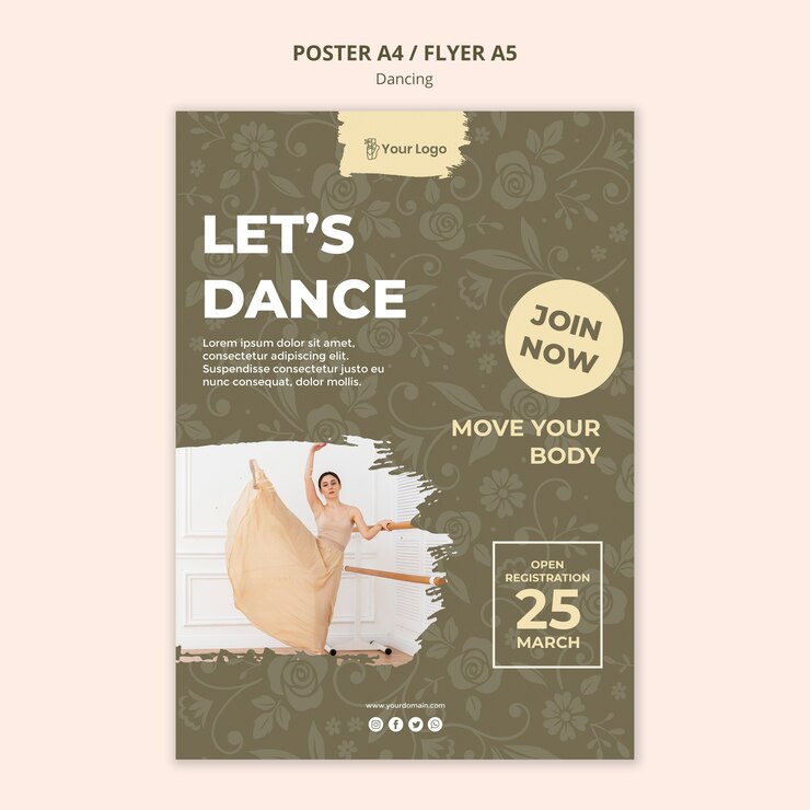 PSD grátis modelo de cartaz - estúdio de dança