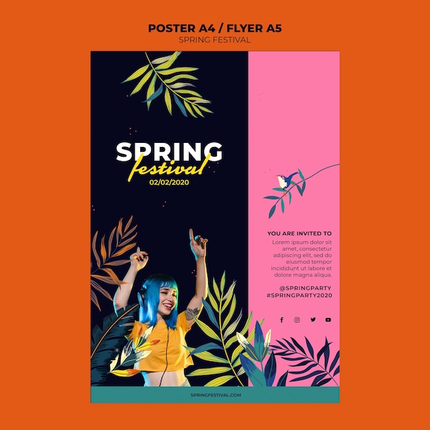 PSD grátis modelo de cartaz festival da primavera criativa
