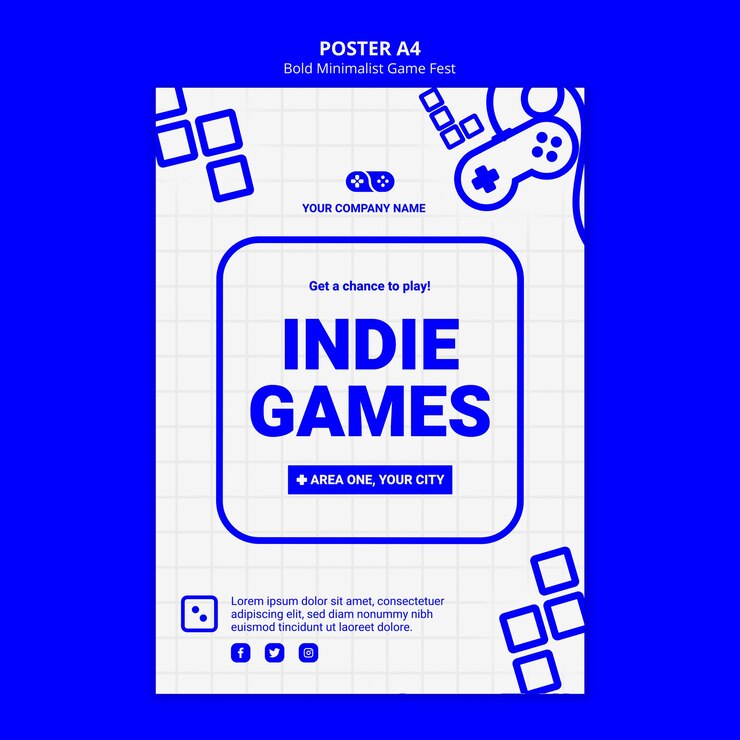 PSD grátis modelo de cartaz - festival de jam de videogame indie