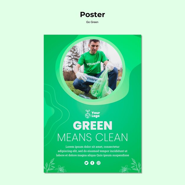 Modelo de cartaz limpo significa verde