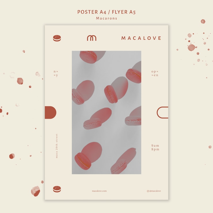 PSD grátis modelo de cartaz - loja de macarons