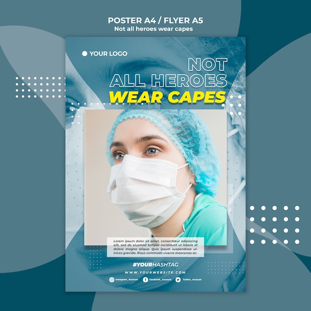 PSD grátis modelo de cartaz - médico no hospital