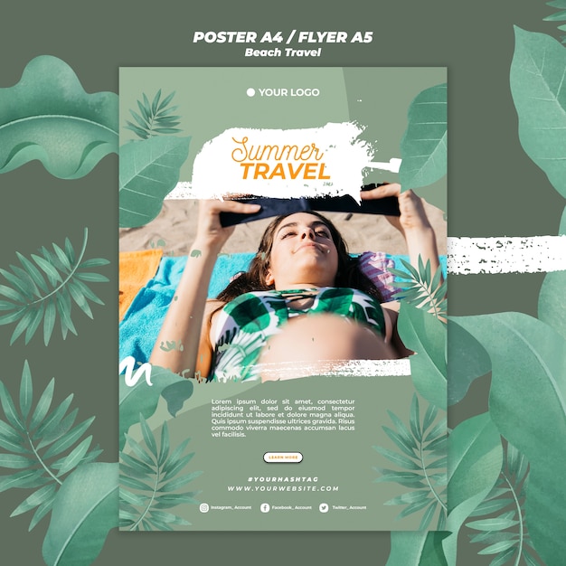 Modelo de cartaz - mulher verão praia