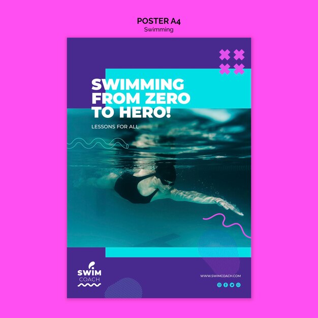 PSD grátis modelo de cartaz - nadador profissional