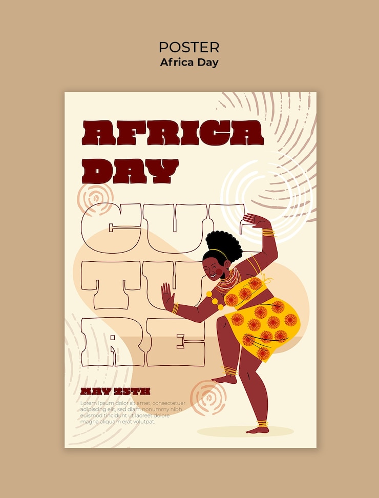 PSD grátis modelo de cartaz para a celebração do dia da áfrica