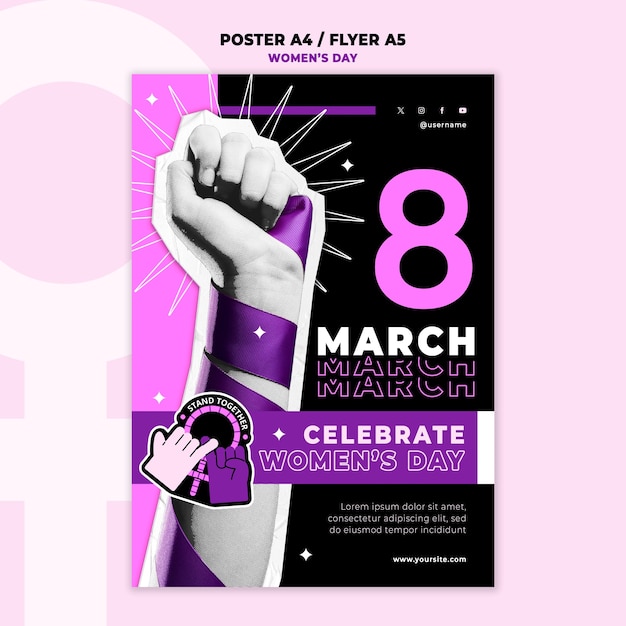 PSD grátis modelo de cartaz para a celebração do dia da mulher