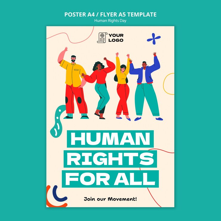 PSD grátis modelo de cartaz para a celebração do dia dos direitos humanos