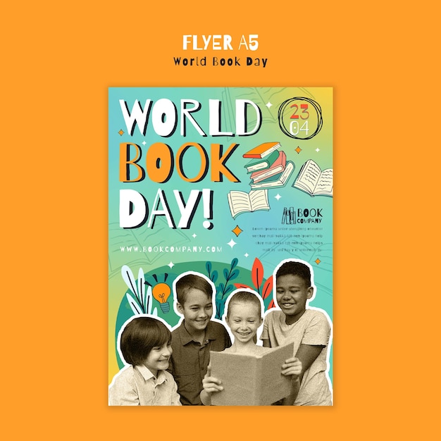PSD grátis modelo de cartaz para a celebração do dia mundial do livro