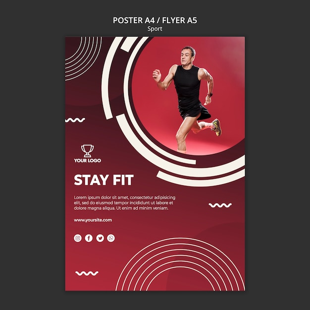 PSD grátis modelo de cartaz para fitness e esporte