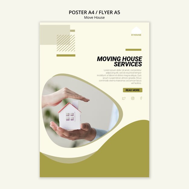 Modelo de cartaz para serviços de mudança de casa