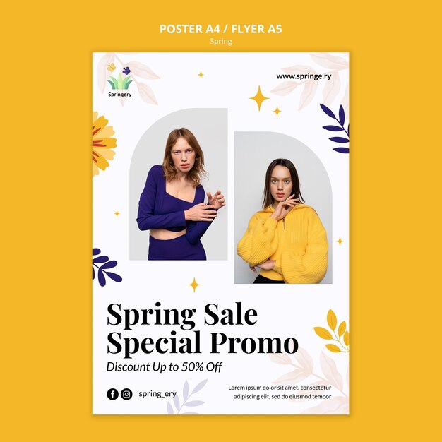 PSD grátis modelo de cartaz promocional especial de venda de primavera