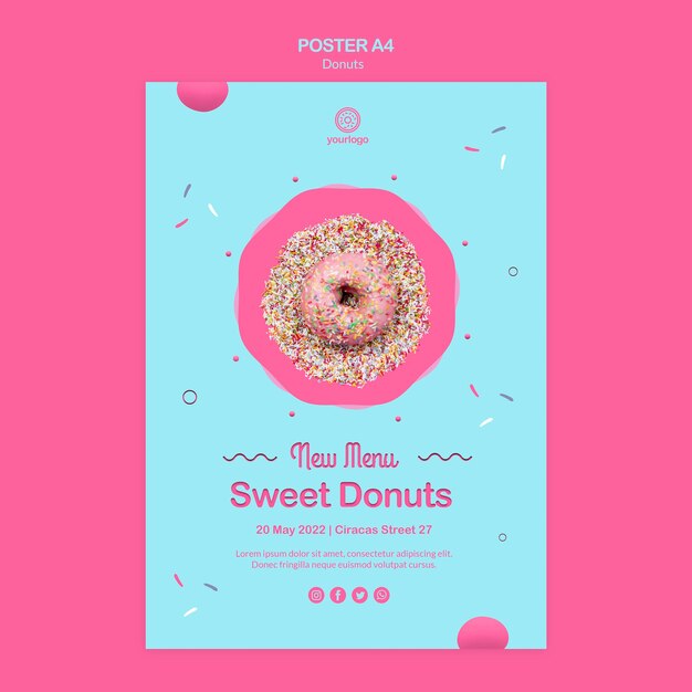 Modelo de cartaz - rosquinhas de arco-íris de inauguração