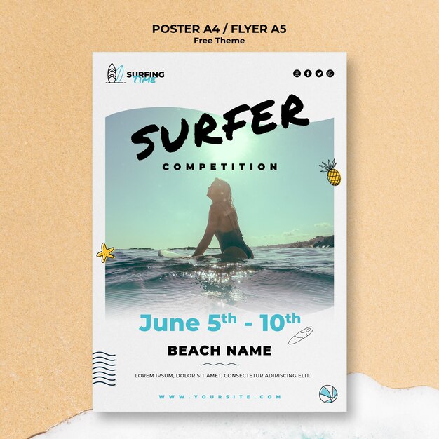 Modelo de cartaz - surfista