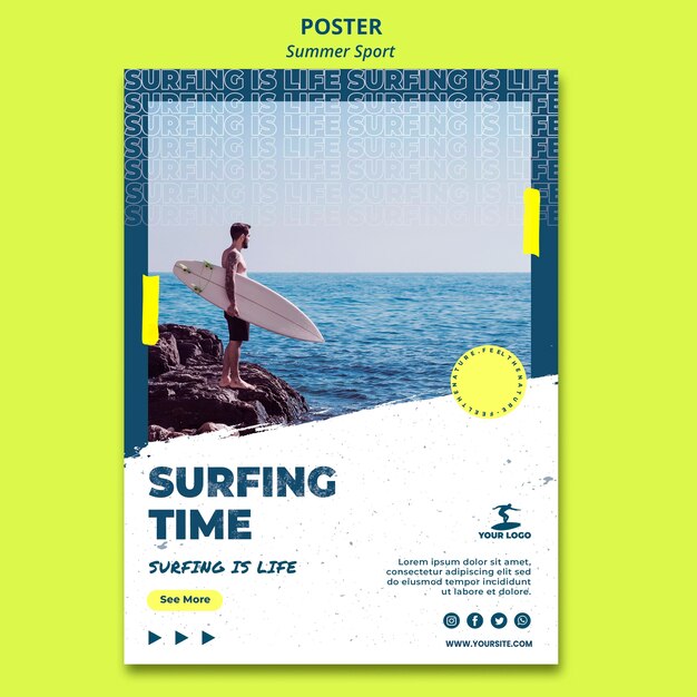 Modelo de cartaz - tempo de surf