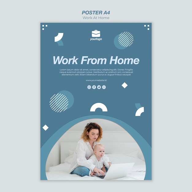 PSD grátis modelo de cartaz - trabalhar em casa