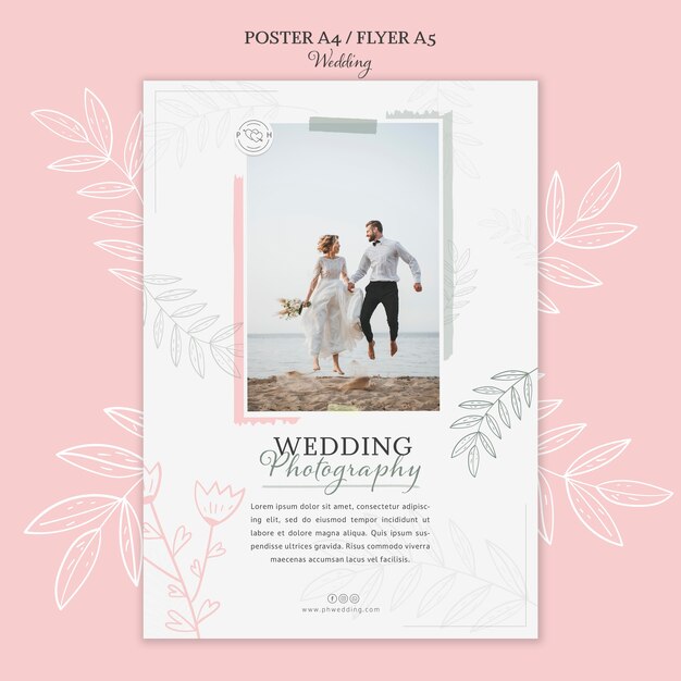 Modelo de cartaz vertical de casamento floral