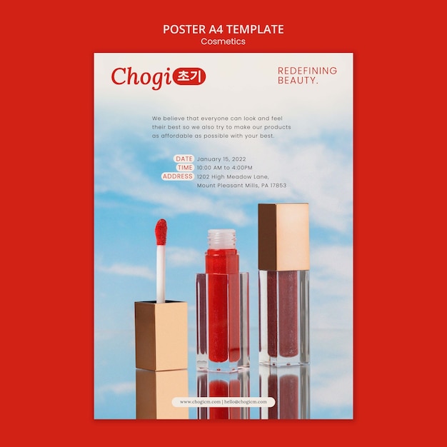 Modelo de cartaz vertical de cosméticos de beleza coreana