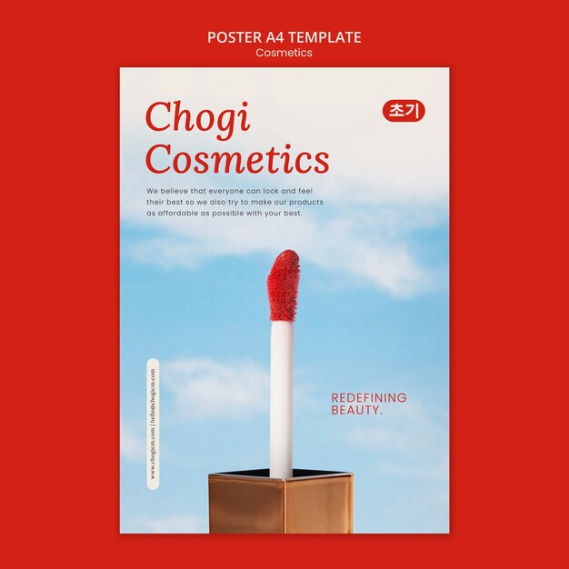 Modelo de cartaz vertical de cosméticos de beleza coreana