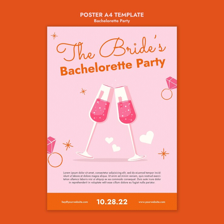 PSD grátis modelo de cartaz vertical de despedida de solteira com bebidas