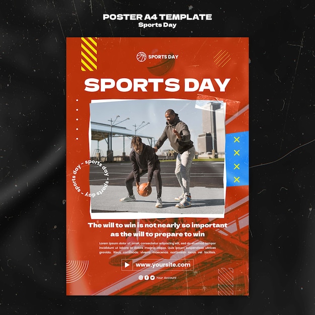 Modelo de cartaz vertical de dia de esportes