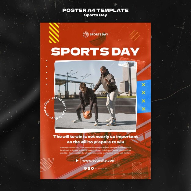 Modelo de cartaz vertical de dia de esportes