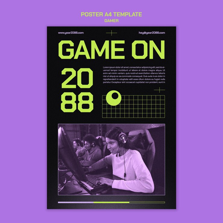 PSD grátis modelo de cartaz vertical de evento de jogos