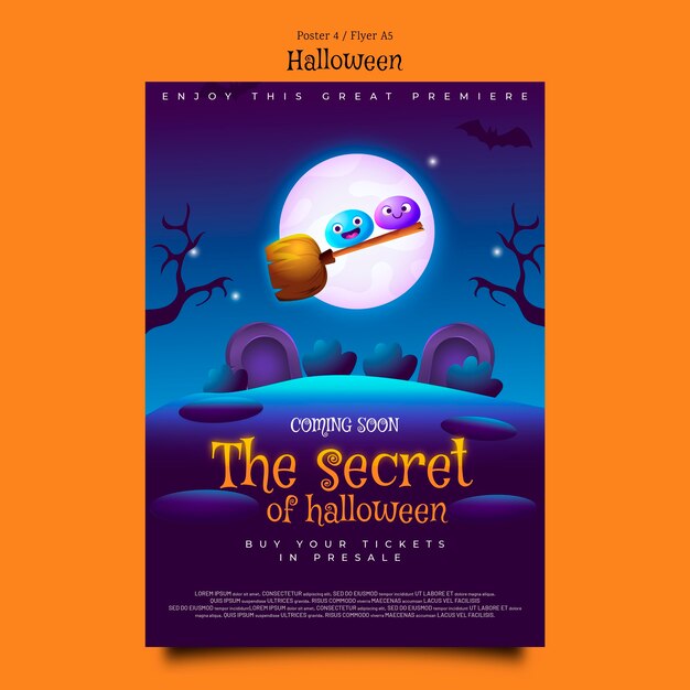 Modelo de cartaz vertical de evento secreto de halloween