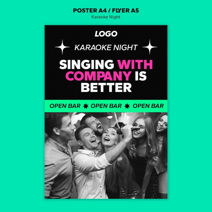 PSD grátis modelo de cartaz vertical de festa noturna de karaokê