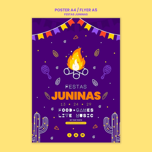 PSD grátis modelo de cartaz vertical de festas juninas