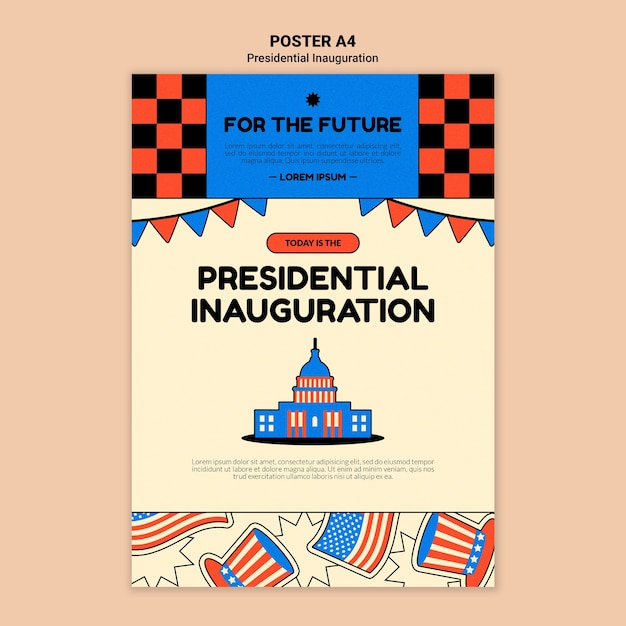 PSD grátis modelo de cartaz vertical de inauguração presidencial americana