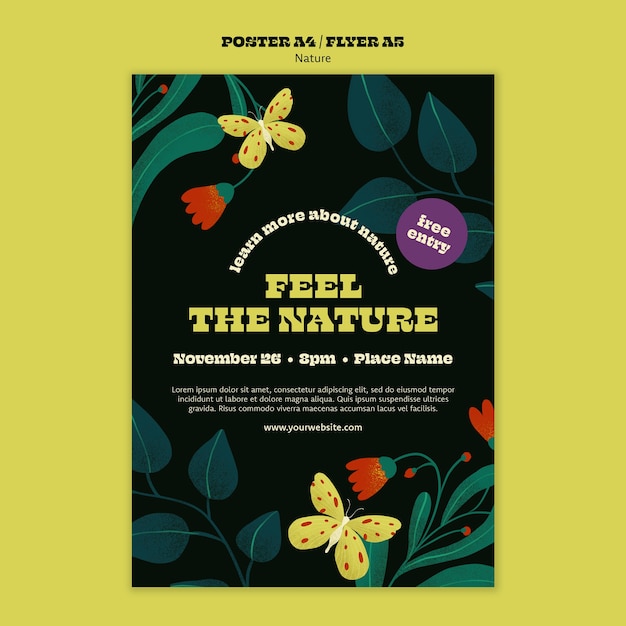 PSD grátis modelo de cartaz vertical de natureza