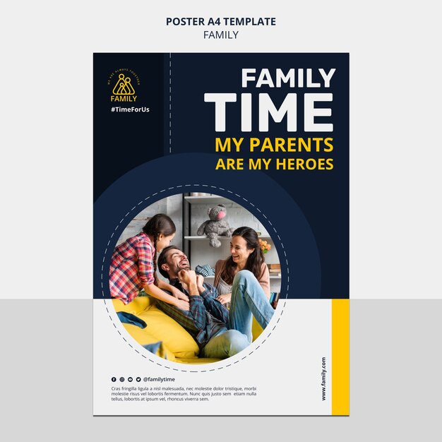 Modelo de cartaz vertical de tempo para a família