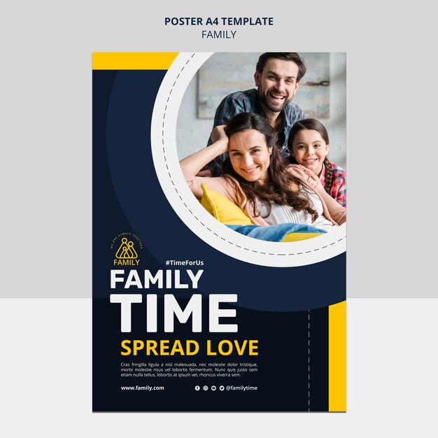Modelo de cartaz vertical de tempo para a família