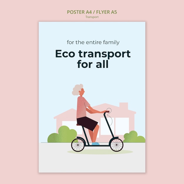 Modelo de cartaz vertical de transporte verde e ecológico